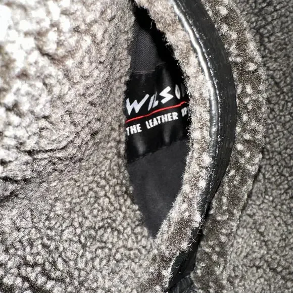 WILSONS B-3 Aviator Reversible Leather Sherpa Flight Bomber Jacket Black Medium - Picture 14 of 16